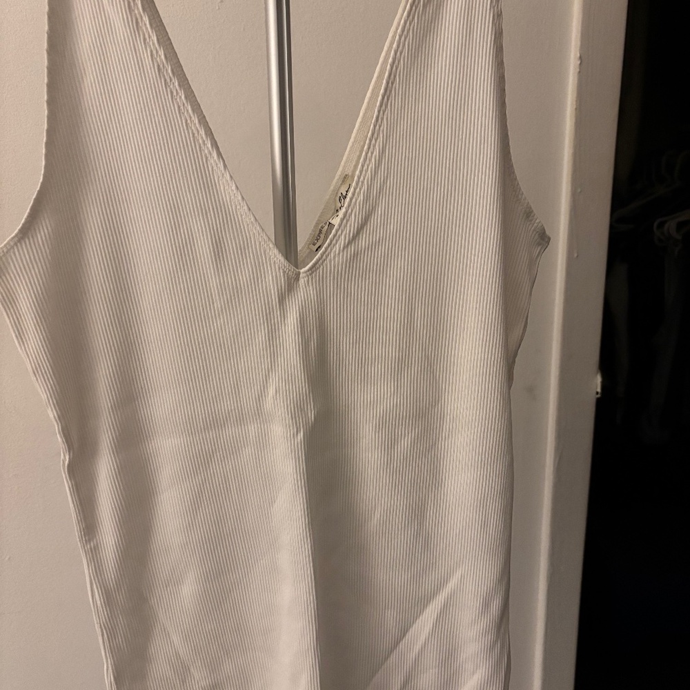 NEW w/Tags EXPRESS - White Double V Neck Tank Top - Large